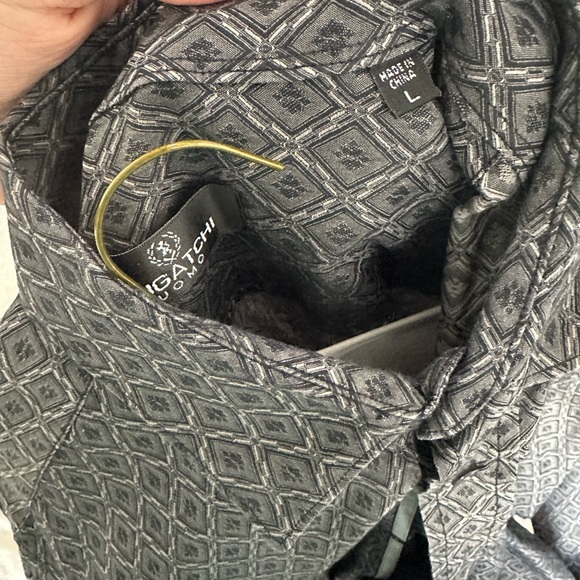 Bugatchi Uomo Black Long Sleeve Men's Dress Shirt Size Large - Picture 6 of 6